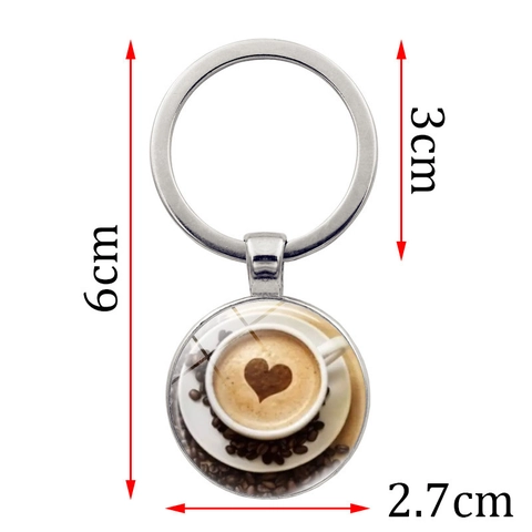 Portachiavi con Cabochon in Vetro Gemma del Tempo Cappuccino a Cuore Lega di Zinco Bronzo Antico Argento Pendente Regalo