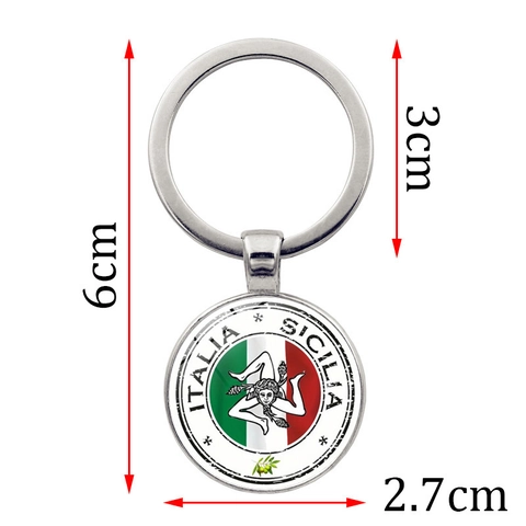 Sicily Trinacria Italy Flag Metal Keychain Medusa Head Relief Pendant Key Ring For Car Bag Charm Souvenir Gift