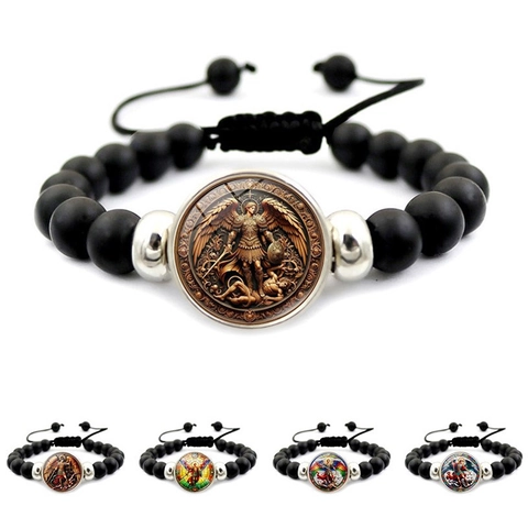 Bracciale Di Perline Di San Michele Arcangelo Per Uomo Donna Bracciale Religioso Di San Benedetto Gioielli Di Protezione Intrecciato Regolabile