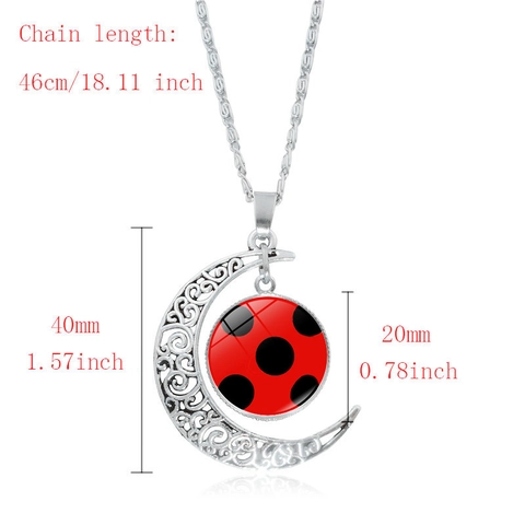 Collana Creativa Con Ciondolo a Luna Cava In Lega E Vetro Con Motivo a Coccinella Gioielli In Argento Per Donne Ragazze Regalo