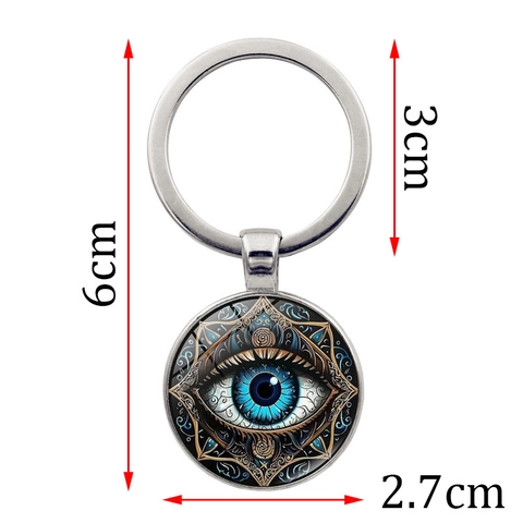 Mode Zinklegierung Böser Blick Mandala Muster Schlüsselanhänger Silber Bronze Metall Schlüsselring Anhänger Für Taschen Auto Schlüssel