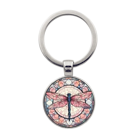 Vintage Buntglas Libelle Schlüsselanhänger Legierung Metall Schlüsselring Künstlerischer Anhänger Für Herren Damen Täglich Schmuck Geschenk