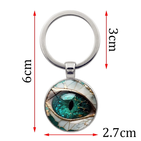 Llavero de Gema del Tiempo de Vidrio Ojo de Dragón Aleación Vintage Pupila Verde Colgante de Mal de Ojo Joyería Regalos Hombre Mujer