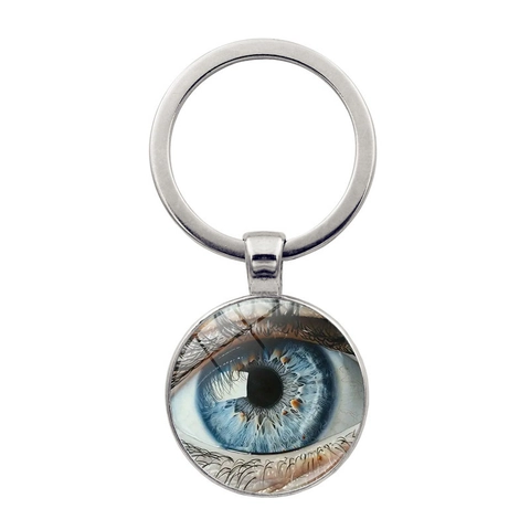 Portachiavi Realistico con Occhio Blu e Ciondolo in Vetro Cabochon Lega di Zinco Creativo Anello in Metallo Ciondolo per Borsa