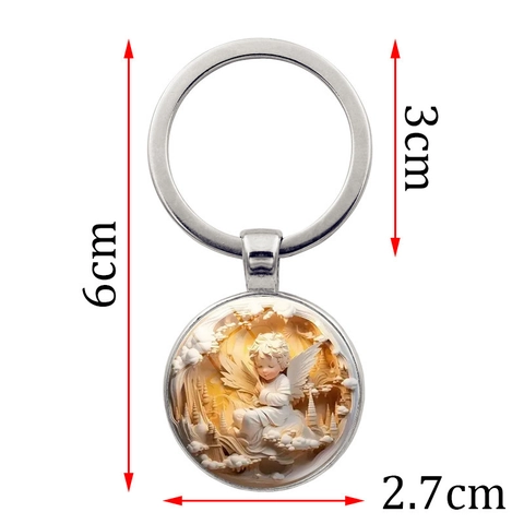 Engelenvleugel Sleutelhanger Rond Metaal Sleutelring Vintage Brons Zilver Engel Hanger Voor Tas Decoratie Cadeau Sieraden