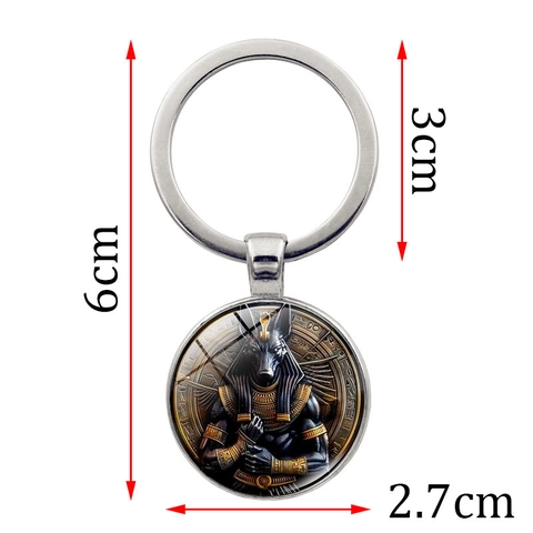 Vintage Anubis Egyptische God Sleutelhanger Zinklegering Glazen Cabochon Hanger Sleutelring Antieke Mythologie Accessoire Voor Mannen Vrouwen
