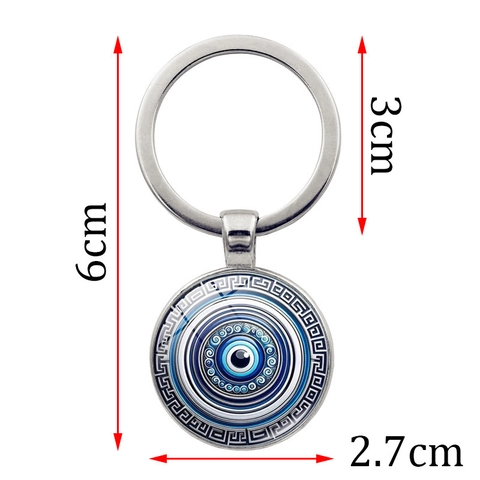 Portachiavi Vintage Malocchio in Lega di Zinco Con Pendente in Vetro Stile Mediterraneo Meandro Geometrico Portachiavi per Borse
