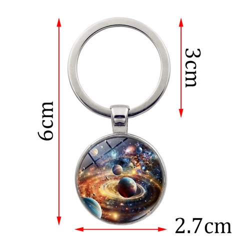 Vintage Legierung Glas Galaxie Sternenhimmel Schlüsselanhänger Planet Nebel Anhänger Astronomie Enthusiasten Geschenk Auto Tasche Schlüsselring