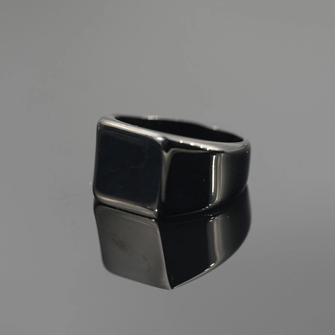 Anello a Sigillo Minimalista in Acciaio al Titanio Lucidato per Uomo Anello da Dito Geometrico Superiore Quadrato in Acciaio Inossidabile Gioielli Hip Hop