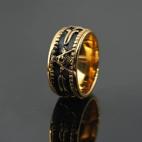 Men Titanium Steel Masonic Spinning Ring Rotatable Square Compass G Letter Punk Gothic Hip Hop Rock Band Jewelry Ring
