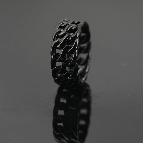 Punk Cubaanse Schakelketting Ring Titanium Staal Retro In elkaar Grijpende Holle Band Hip Hop Streetwear Unisex Sieraden