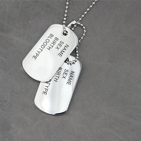 Military Retro Titanium Steel Double Dog Tag Necklace For Men Laser Engraved Identification Plate Pendant With Ball Chain Jewelry