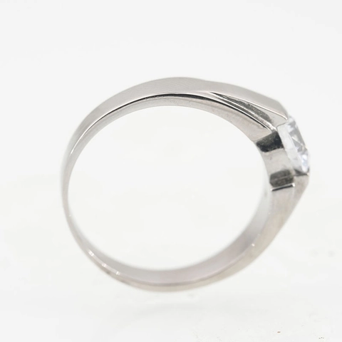 Minimalistische Titanium Staal Strass Ring Voor Mannen Vrouwen Eenvoudige Ronde Ingelegde Enkele Diamant Band Mode Unisex Sieraden Ring
