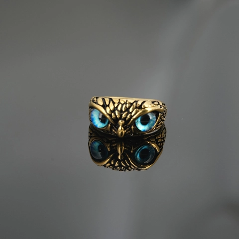 Vintage Titanium Steel Owl Eye Ring Gothic Punk Animal Head Finger Ring For Men Women Street Fashion Jewelry Accessories
