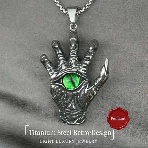 Gothik Teufelsauge Monster Kralle Anhänger Halskette Edelstahl Vintage Distressed Schmuck Halloween Rock Punk Herren Damen