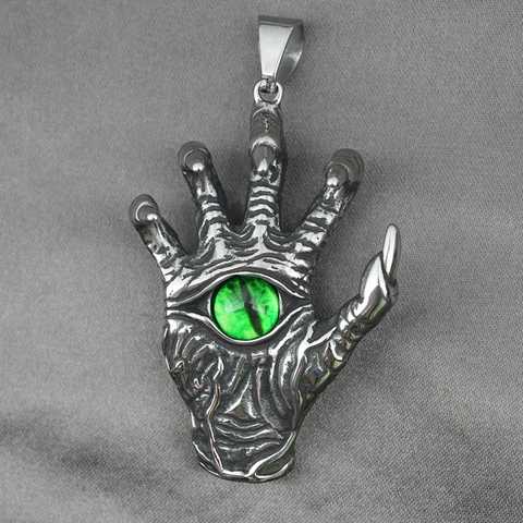 Gothik Teufelsauge Monster Kralle Anhänger Halskette Edelstahl Vintage Distressed Schmuck Halloween Rock Punk Herren Damen