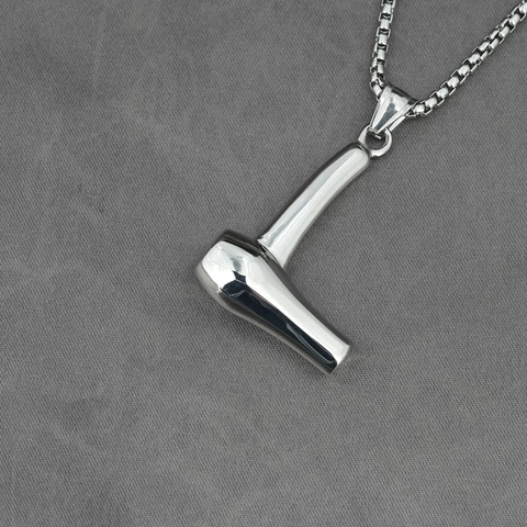 Titanstahl Kreative Haartrockner Anhänger Halskette Für Herren Friseur Stylist Mode Retro Schmuck Edelstahl Box Kette