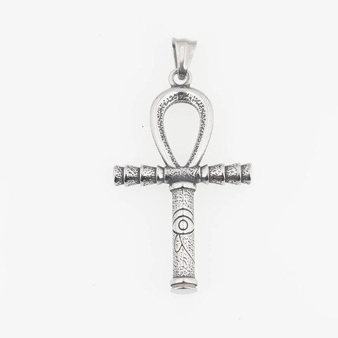Vintage Titanium Staal Oude Egyptische Ankh Kruis Oog Van Horus Hanger Halsketting Voor Mannen Vrouwen Mystieke Religieuze Sieraden