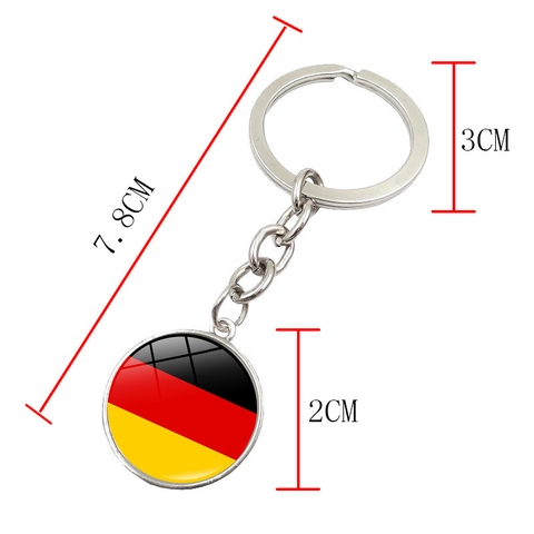 Nationalflagge Metall Schlüsselanhänger Runder Glasanhänger Schlüsselring Für Fußballfans Kreative Tasche Hängende Dekoration