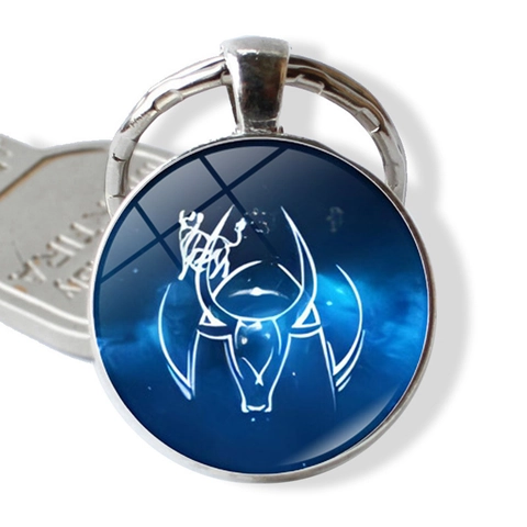 Portachiavi Vintage Costellazione Dello Zodiaco Cabochon in Vetro Nebulosa Cielo Stellato per Ciondolo Borsa Regalo di Compleanno