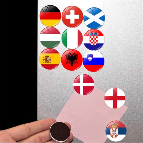 30mm Rund Glas Kühlschrankmagnete Nationalflagge Muster Dekorative Kühlschrank Magnetische Aufkleber Für Zuhause Büro Küche Dekor