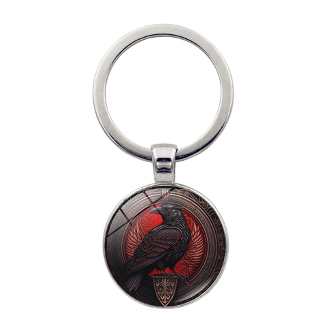 Vintage Gothic Rabe Crow Glas Cabochon Schlüsselanhänger Retro Legierung Schlüsselring Für Auto Rucksack Dark Art Schmuck