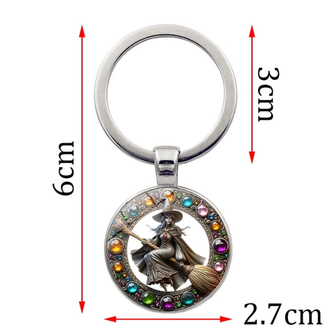 Kreativer Magie Hexe Besenstiel Metall Schlüsselanhänger Vintage Strass Tasche Anhänger Halloween Geschenk Schlüsselring Schmuck