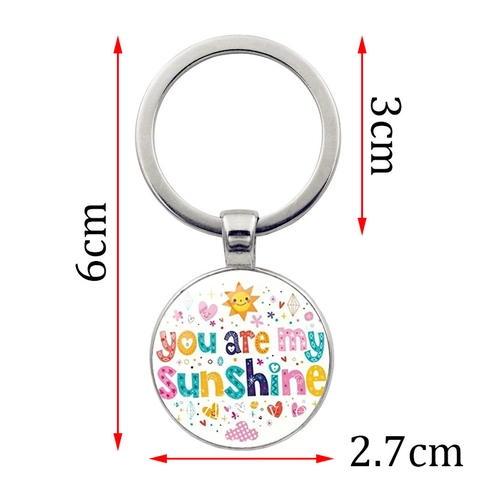 You Are My Sunshine Metalen Sleutelhanger Rond Glas Tijd Edelstein Hanger Zinklegering Vintage Zilver Antiek Brons