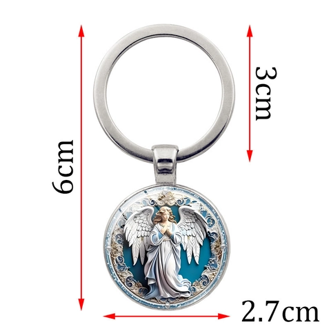 Vintage Engel Gebet Schlüsselanhänger Zinklegierung Glas Religiöser Anhänger Tasche Charme Retro Schlüsselring Für Damen Herren