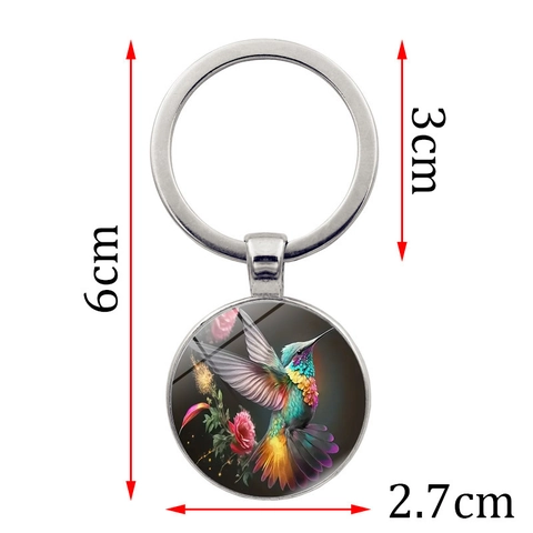 Portachiavi con Ciondolo in Vetro Fiore di Colibrì Colorato in Lega di Zinco Portachiavi Vintage Floreale Ornamento Appeso per Decorazione Borsa Donna