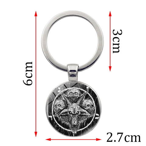 Gothic Demon Ram Head Baphomet Pendant Keychain Metal Key Ring Bronze Silver Skull Pentagram Dark Art Jewelry Ornament Gift