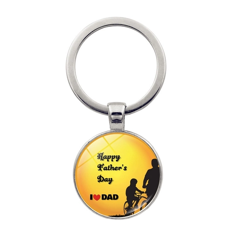 Portachiavi in Metallo per la Festa del Papà Pendente Cabochon in Vetro Best Dad Ever Anello Portachiavi Argento Regalo per Uomo Papà Marito Gioielli