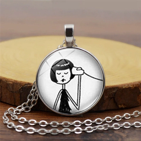 Best Friend Necklace Set Artistic Girl Phone Pendant Necklace Alloy Glass Cabochon Necklace For Women Teens Jewelry Gift