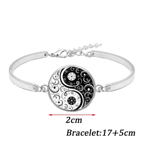 Vintage Yin Yang Tai Chi Collana Bracciale Orecchini Lega Argentato Mandala Filigrana Gioielli per Donna Moda Quotidiana