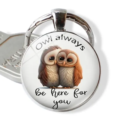 Owl Always Be Here For You Portachiavi in Lega di Zinco e Vetro Simpatico Ciondolo a Forma di Animale Portachiavi Borsa Regalo