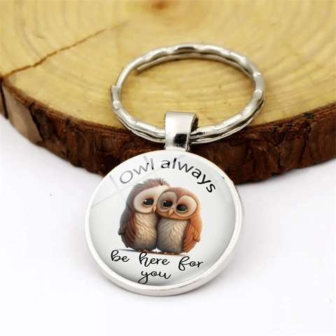 Owl Always Be Here For You Portachiavi in Lega di Zinco e Vetro Simpatico Ciondolo a Forma di Animale Portachiavi Borsa Regalo