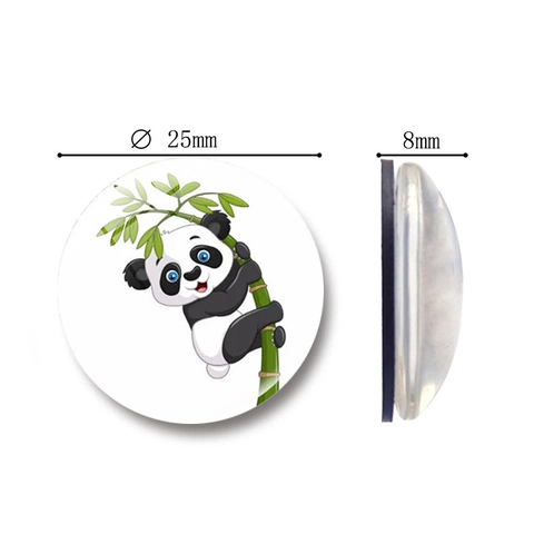 Simpatici Magneti da Frigo in Vetro con Panda e Bambù Calamite Circolari Decorative per Frigorifero Casa Cucina Ufficio Lavagna