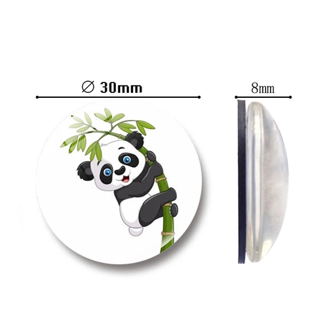 30MM Süßer Panda Glas Kühlschrankmagnet Kreative Riesenpanda Tier Magnetische Whiteboard Aufkleber Für Küche Deko