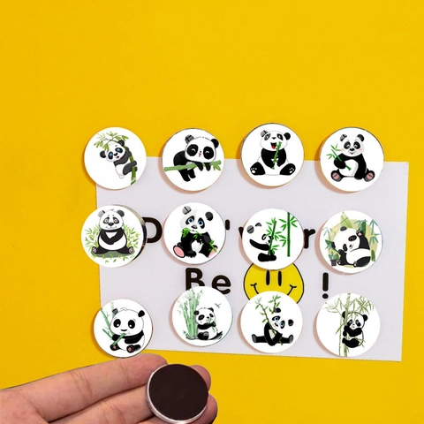 30MM Süßer Panda Glas Kühlschrankmagnet Kreative Riesenpanda Tier Magnetische Whiteboard Aufkleber Für Küche Deko
