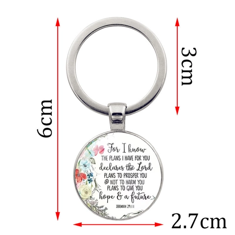 Bibelvers Jeremiah Schlüsselanhänger Zinklegierung Glas Floral Anhänger Inspirierendes Religiöses Geschenk Schlüsselring Für Damen Herren