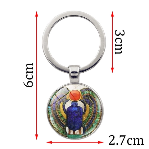 Oud Egyptische Scarabee Heilige Kever Sleutelhanger Tijd Edelsteen Legering Glas Metaal Sleutelring Vintage Mythologisch Cadeau
