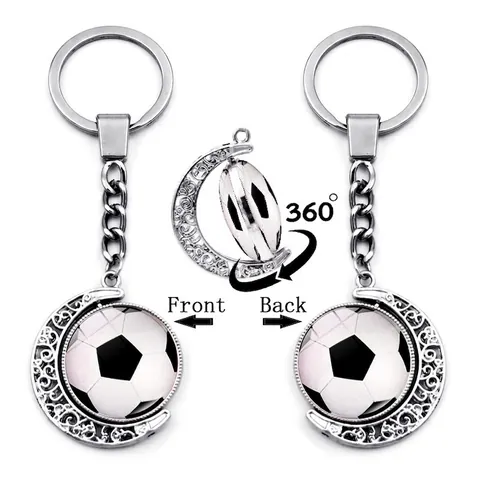 Portachiavi con Palla Sportiva Rotante in Lega di Zinco Ciondolo a Mezzaluna con Filigrana Traforata Pallacanestro Calcio Baseball Gioielli Regalo