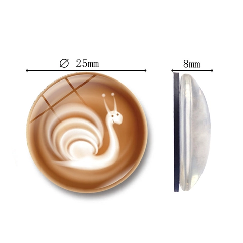 Aimants de Réfrigérateur en Verre Art Latte de Café Ronds Autocollants Magnétiques Décoratifs pour Maison Cuisine Bureau