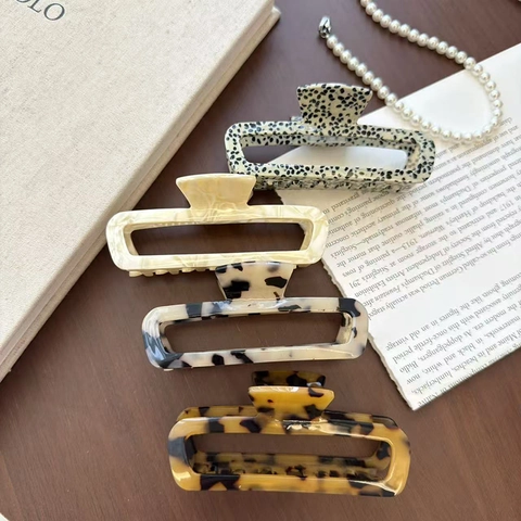 Neue Hohle Rechteckige Acetat Haarkralle Clip High Sense Leopard Schildpatt Haarklammer Mode Pendler Haarschmuck Für Damen