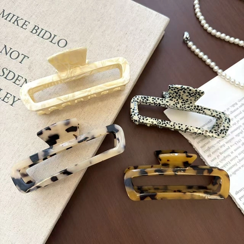 Neue Hohle Rechteckige Acetat Haarkralle Clip High Sense Leopard Schildpatt Haarklammer Mode Pendler Haarschmuck Für Damen