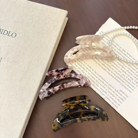 Grande Molletta a Artiglio in Acetato per Donna Trama di Marmo Mezzaluna Shark Clips Vintage Eleganti Accessori per Capelli in Acetato