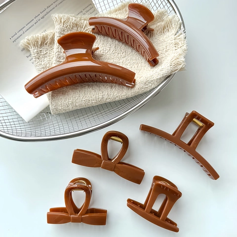 Mode Schokoladenbraun Haarkralle Für Damen Große Haarklemme Geometrische PC Bananenclip Haarschmuck Für Den Alltag