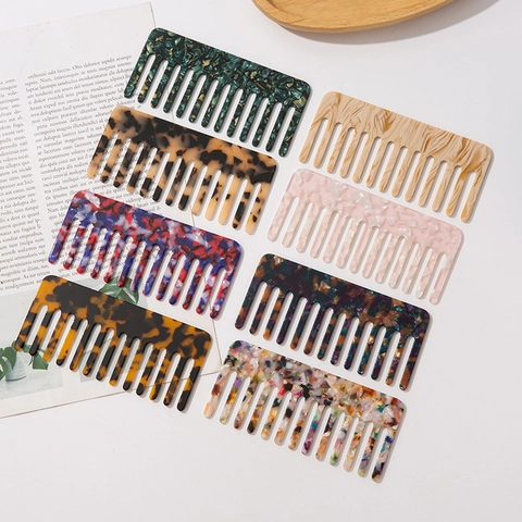Fashion Cellulose Acetate Wide Tooth Hair Comb Detangling Marble Pattern Tortoise Shell Styling Tools For Women Hair Care