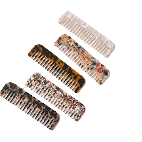 Acetate Wide Tooth Hair Comb Anti-static Marble Tortoiseshell Pattern Detangling Comb For Women Daily Hair Care Tool