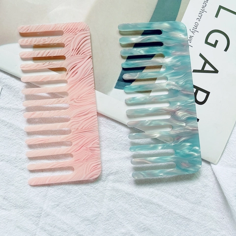 Haarkamm Aus Celluloseacetat Marmormuster Breitzinkig Entwirrendes Styling-Tool Koreanisch Ins Candy Farbe Damen Haarpflege Zubehör